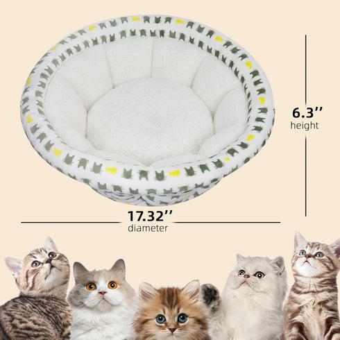 Super Soft Small Dog Bed & Cat Bed, Cozy Round Fluffy Plush Pet Bed, Anti-Anxiety Puppy Cuddler, Machine Washable Faux