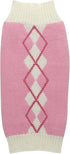 Pink Argyle Knit Dog Sweater for Girls, Pet Clothes for Dog Coat Sweatshirt, Large (L) Girth 18-20"