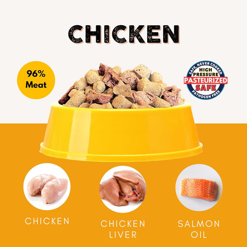 96% Nature's Diet Ready Raw : Freeze-Dried Raw Dog Food, Chicken, Human Grade, High Pressure Pasteurized (HPP), Meat