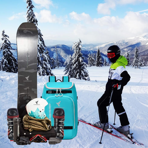 Ski Boot Bag, 50L Waterproof Travel Backpack for Ski & Snowboard Boots and Accessories