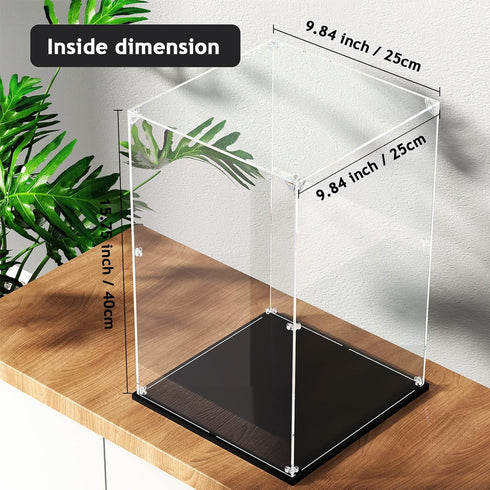 Self Assemble Clear Acrylic Display Case for Collectibles, 10x10x15.7inch (25x25x40 cm) Acrylic Box Alternative