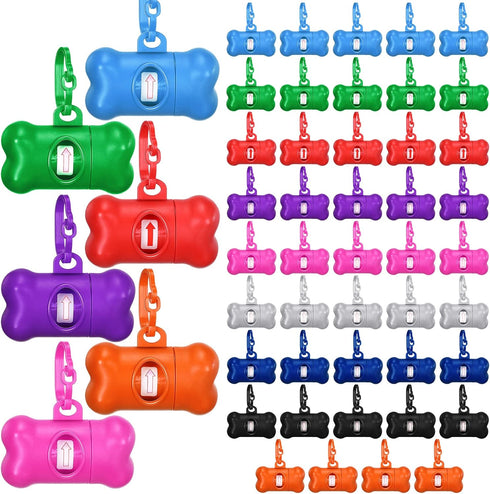 Zhehao Dog Poop Bag Holder Bulk 50 Pack for Leash with Clip,