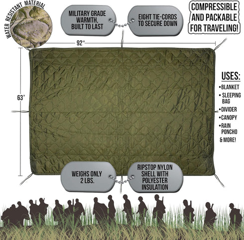 1976 MEDALS OF AMERICA EST. Military Gear Blanket Poncho Liners Woobie Emergency Blanket - Military Surplus Cold