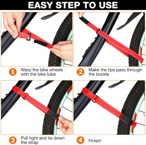 HESTYA 12 Pieces Adjustable Bike Rack Straps, 26 Inches Wheel Stabilizer Bicycle Accessories for Transporting