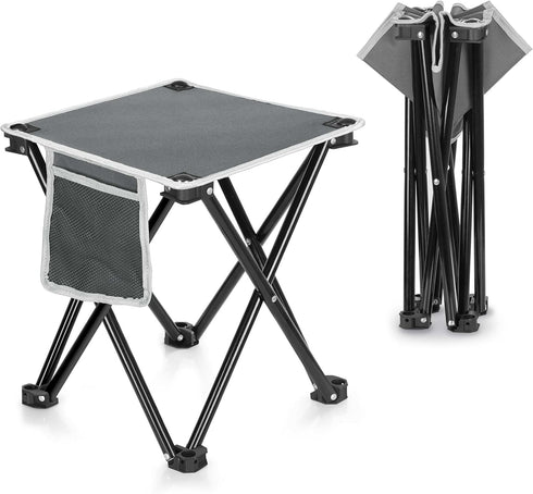 Zaboro 2 Pack 13.8 Inch 400lbs, Triple Tree Folding Camping Stool, Small Portable Lightweight Stool with Side Pocket