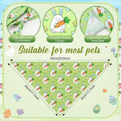 100 Set 25 (25.6 17.7 17.7) Abbylike Pcs Easter Dog Bandanas Bulk Bunny Egg Carrot Bandanas for Dogs Triangle Kerchief