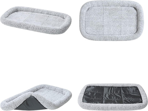 Friends Forever Bolster Dog Crate Mat 48 Inch, Washable Dog Crate Pad for Raised Dog Bed and Crate, Sherpa Fleece, Nova