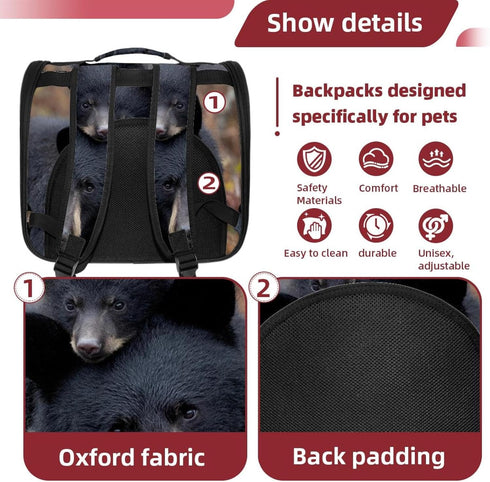 (1) Black Bears Mon Love Baby Transparent Pet Carrier for Travel Hiking for Kitty Small Dog