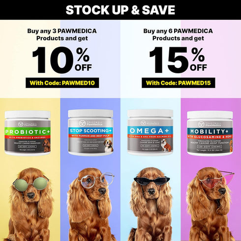 PawMedica Probiotics for Dogs - Digestive Enzymes, Prebiotics & Chews, Made in USA, 60 Dog Probiotic Chews