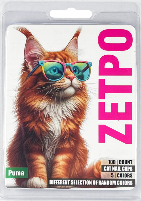 zetpo Cat Nail Caps, Cat Claw Covers with Adhesives and Applicators (M, 5X Solid Random Colors | 100 pcs)