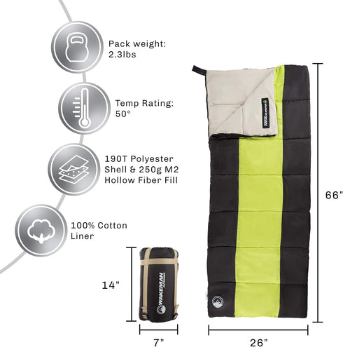 Kids Sleeping Bag Collection, Lightweight with Carrying Bag and Compression Straps for Camping