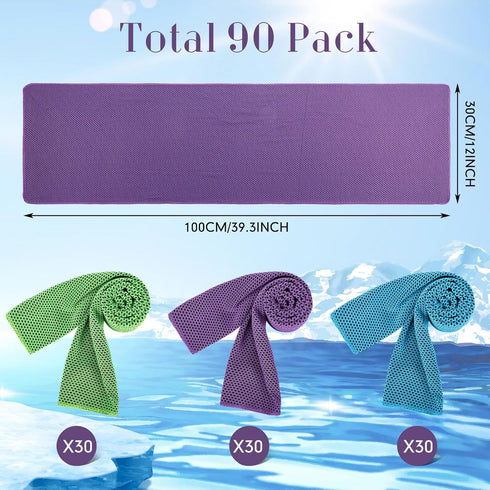 90 Pack 40" 12" Redbaker Cooling Towels Bulk for Neck and Face x Ice Cool Towel Multicolored Microfiber Sweat Rag