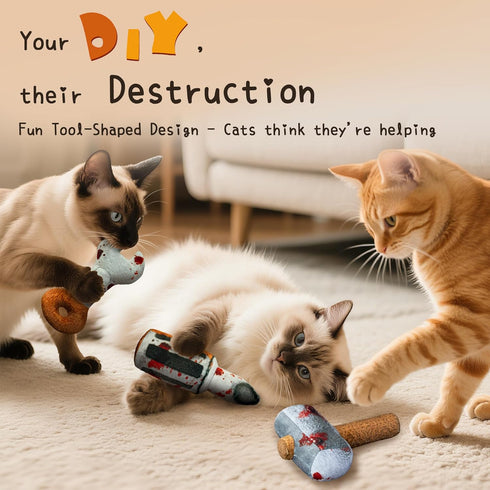 3 (6.57") Cat Toys Funny Tools Pcs, Horror Adult Cat Enrichment Catnip Toys with Crinkle Sound, Realistic Design Gifts