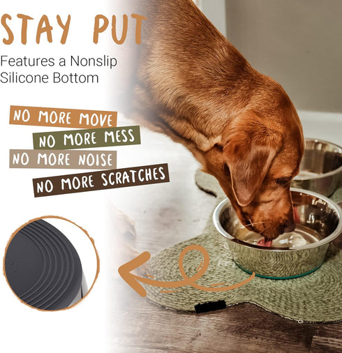 PEGGY11 Deep Stainless Steel Anti-Slip Dog Bowls, 2-Pack, 6 Cups