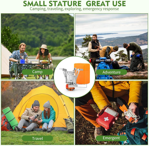 Portable Camping Stove, Specialized Backpacking Stove with Piezo Ignition, Wind-Resistance for Outdoor Cooking