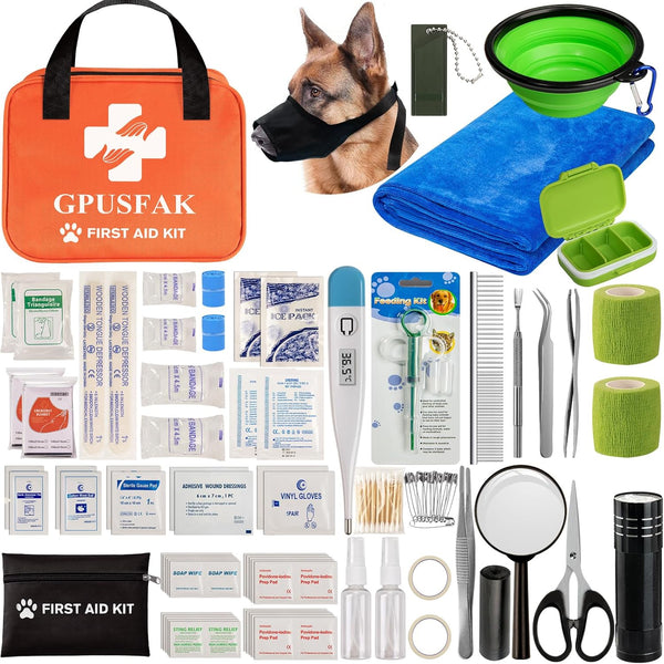 Pet First Aid Kit for Dogs and Cats, Emergency Kit for Camping, Hiking, Traveling, and Sports