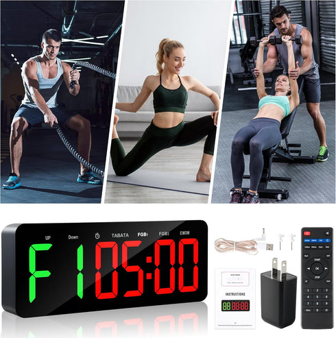 Faweskiy Count Upgraded Gym Timer Clock for Tabata/FBG/EMOM - Large Workout Clock for Home Gym with Remote Control