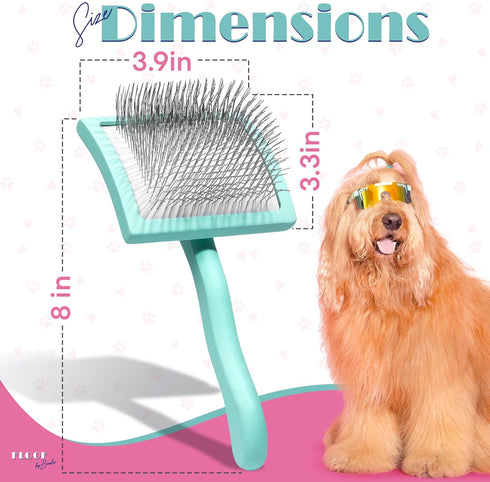 Brodie Dog Brush - Slicker Brush for Shedding and Grooming, Best for Long Haired Dogs and Pets