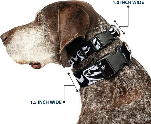 Buckle-Down Dog Collar - Plastic Clip Nightmare Before Christmas Zero Expressions, 11 to 17 Inches, 1.0 Inch Wide