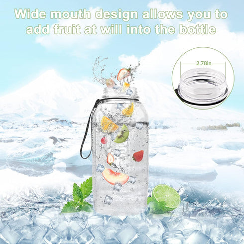 Large Water Bottle with Straw, VENNERLI Portable Sports Water Bottle 2.2L BPA-Free for Hiking and Camping