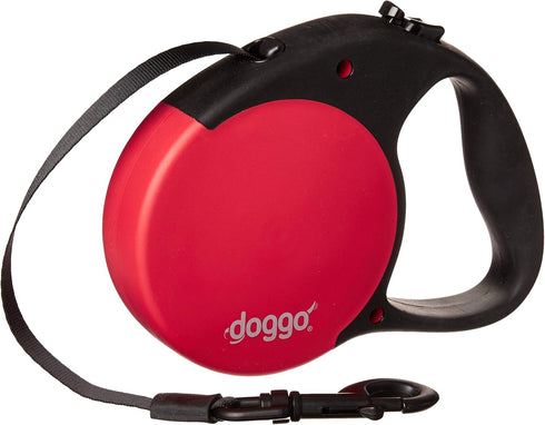 doggo Everyday Retractable Dog Leash, 16' Long Belt, Large for Dogs Up to 110 lbs, Red with Black Handle