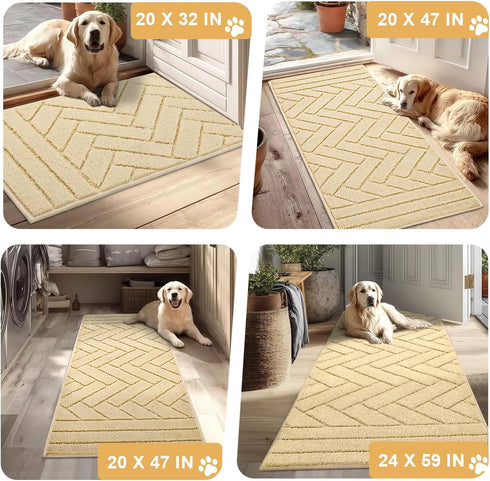 Tindbea Patio(20"x31.5",Beige) Dog Mat for Mud Paws,Absorbs Moisture Dirt Non-Slip Washable Mud Mat for Dogs,Soft