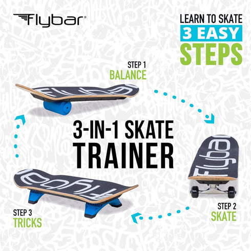 Flybar 3 in-1 Learn to Skate – Complete Skateboard for Beginners, Balance Board, Accessories, Learn Tricks Fast
