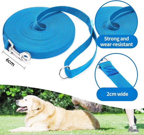 BAAPET Long Dog Training Leash with Clickers - 20 Feet, Blue, for Small, Medium and Large Dogs or Cats