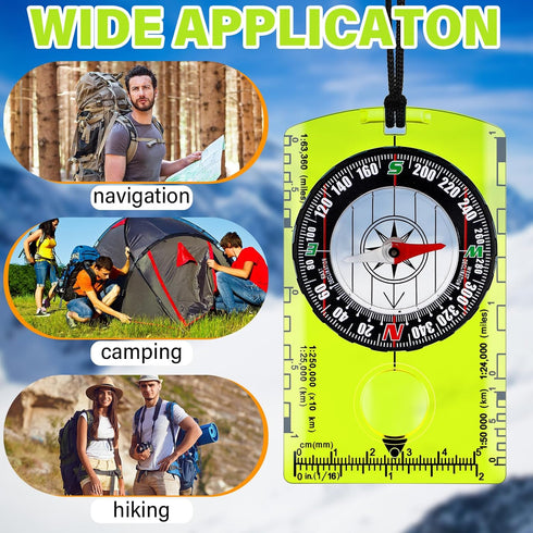Geiserailie 20 Pcs Acrylic Orienteering Compass Navigation Backpacking Map Reading Compass for Outdoor Exploring, Green