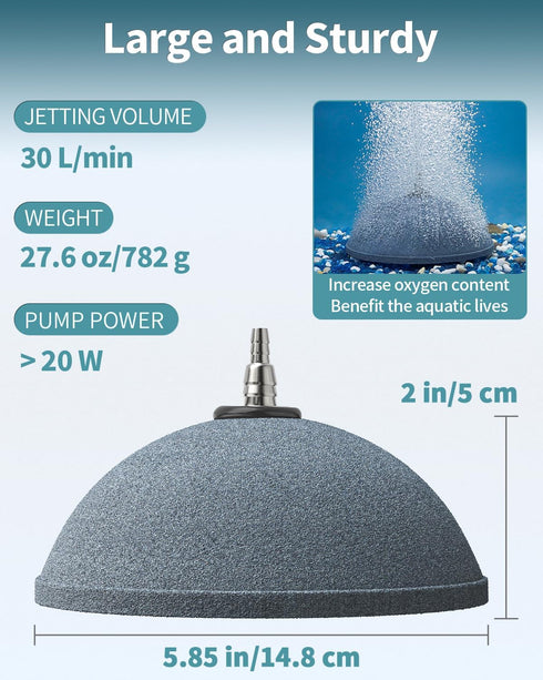 Pawfly 6 Inch Aquarium Air Stone Bubbler Oxygen Diffuser for Fish Tank, Outdoor Garden Pond, DWC System