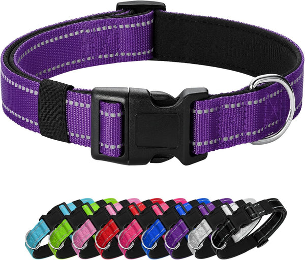 Reflective Dog Collar, Padded Soft Neoprene Breathable Quick Release Collars for Puppy Small Dogs, Girl Purple