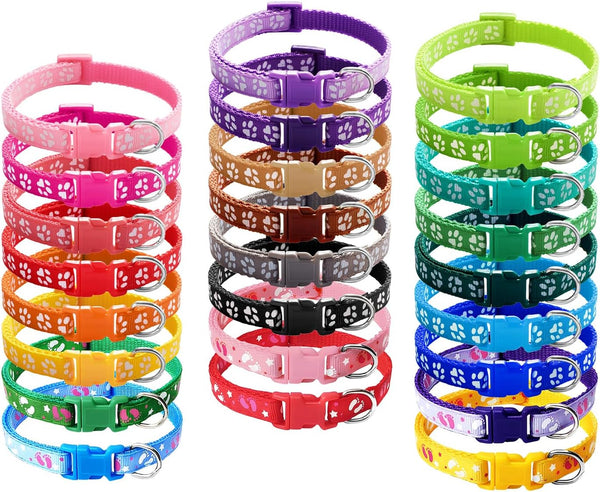 YOY 25 pcs/Set Soft Nylon Adjustable Reusable Washable Puppy Whelping ID Collars for Breeders, Neck 8" - 13"
