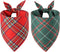Doncida Red Green Buffalo Plaid Dog Bandanas for Christmas 2 Pack, Reversible