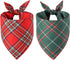 Doncida Red Green Buffalo Plaid Dog Bandanas for Christmas 2 Pack, Reversible
