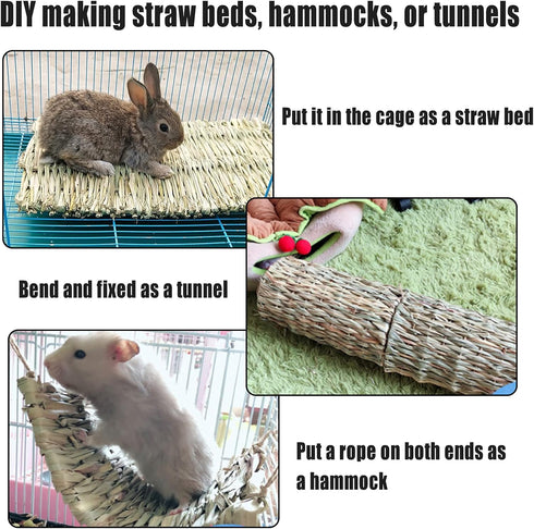 22 Chinchilla Hamiledyi Bunny Grass Mat Natural Woven Hamster Grass Bed Nest PCS Small Animal Handmade Bedding Hay Mat