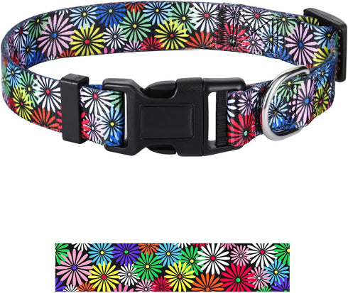 Dog Collar for Small Medium Large Dogs, Adjustable Fancy Floral Dog Collar for Puppy, Various Pattern Design Pet Collars (S, Chrysanthemum)