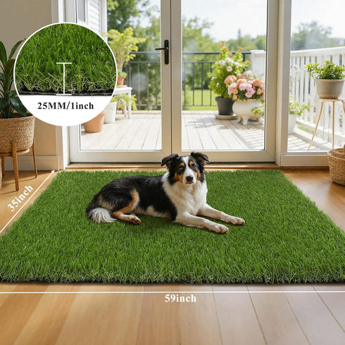 3'x5', HEBE Fake Grass Pee Pad for Dogs Artificial Grass Turf for Indoor Outdoor Potty Training, Washable Dog Potty