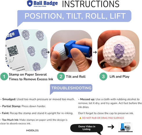 Happy Series Golf Ball Marker - Reusable Stamp for Easy Identification
