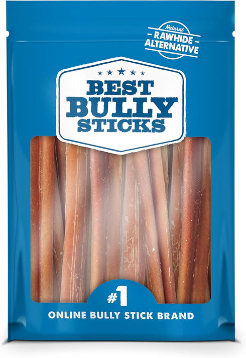 Best Bully Sticks 6 Inch Bully Sticks, 8 oz (Pack of 1) - Natural Grass-Fed, Grain and Rawhide Free for Medium or Large