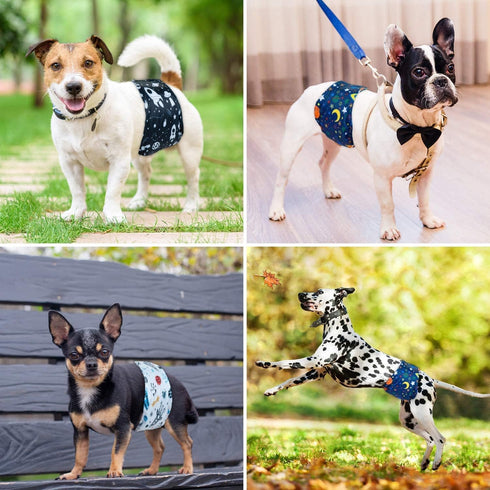 Pet Soft Dog Belly Band, 3 Packs Reusable Male Dog Diapers Belly Wraps (Army, M)