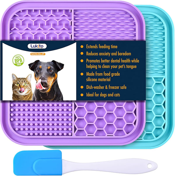 2PCS Licking Mat for Dogs, Premium Suction Cup Lick Pad for Anxiety Relief, Perfect for Bathing and Training