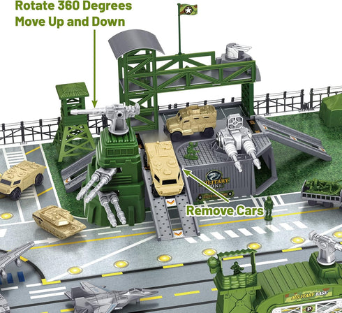Set, Playset 3 4 5 deAO Military Base Army Men with Military Vehicle,Weapon Gear Accessories,Vehicles Accessories
