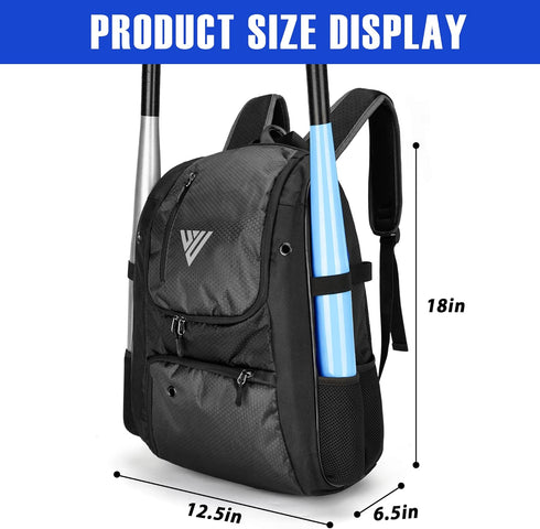 Youth Baseball Backpack - Softball Bat Bag for Boys & Girls with Fence Hook and Shoe Compartment