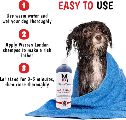 Warren London Magic Black Dog Shampoo, Brightens Darker Coats, Puppy and Cat Safe, Berry Scent, Made in USA, 17oz