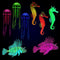 8 Pieces Luminous Aquarium Decorations with Glowing Jellyfish, Artificial Jellyfish, Fluorescent Lionfish, Seahorse