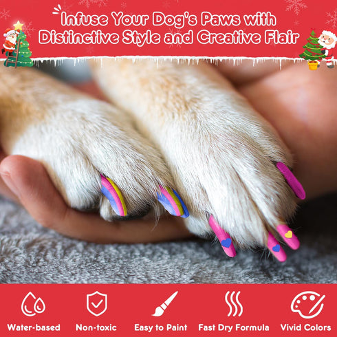 12-Color MSDADA Quick-Dry Dog Nail Polish Kit Safe Polish Pens for Puppy Nail Art & Paw Care Easy-Apply, Odorless