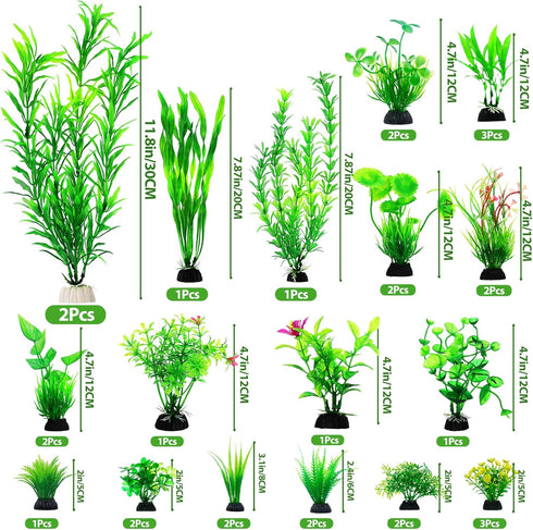 30pcs Fish Tank Accessories, Green Plastic Plants for Aquarium Decorations