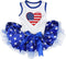 Petitebella USA Heart Puppy Dog Dress, Medium, White/Blue Stars