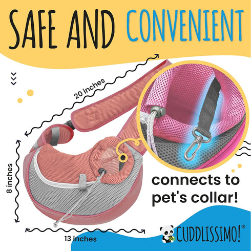 Pet Sling Carrier for Teacup & Toy Breed Puppies & Cats (Under 6lb) - Soft Pouch for Small Dogs, Red