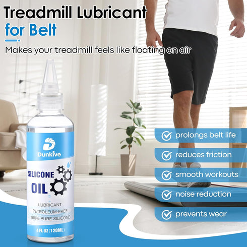 Dunkive 120ml/4oz 24inch Treadmill Lubricant with Foldable Applicator, Pure Silicone Walking Pad Oil Lube for Treadmill